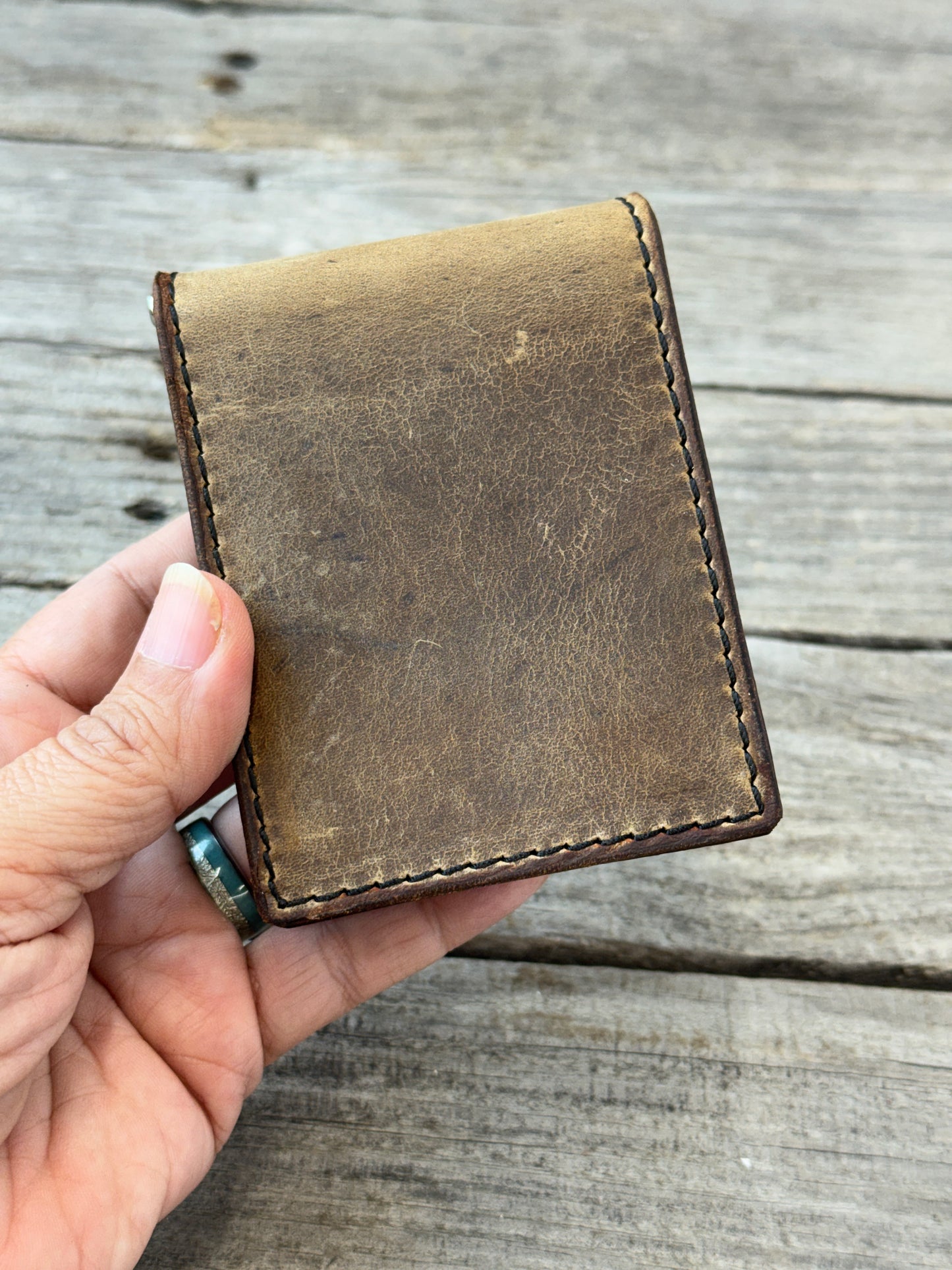 Rustic Brown Leather Money Clip Wallet | Slim Front Pocket Wallet