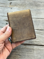 Rustic Brown Leather Money Clip Wallet | Slim Front Pocket Wallet