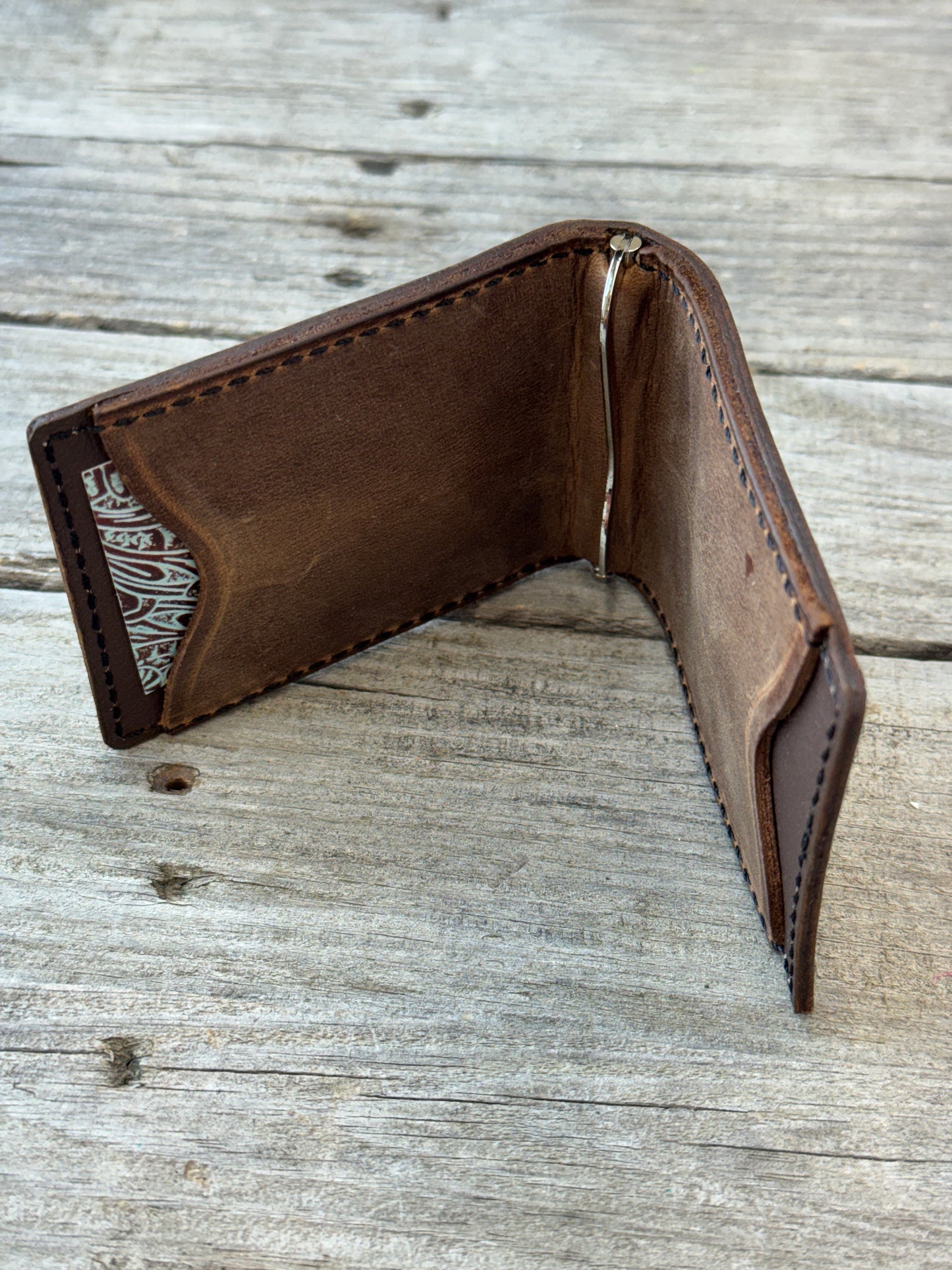 Rustic Brown Leather Money Clip Wallet | Slim Front Pocket Wallet