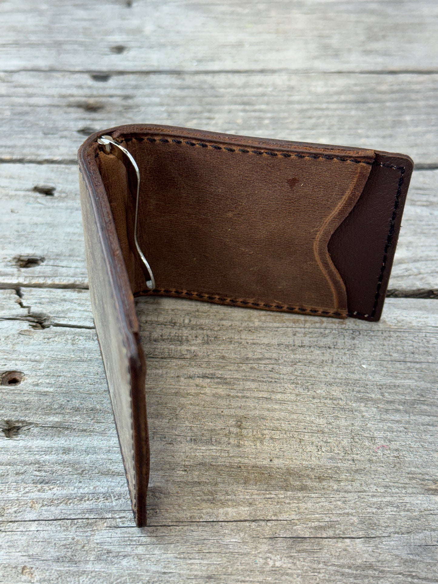 Rustic Brown Leather Money Clip Wallet | Slim Front Pocket Wallet
