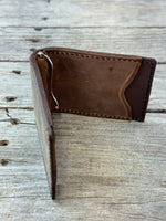 Rustic Brown Leather Money Clip Wallet | Slim Front Pocket Wallet