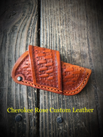 Custom Order- Fold-Over Stamped Leather Pocket Knife Sheath Medium
