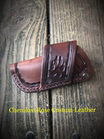 Custom Order- Fold-Over Stamped Leather Pocket Knife Sheath Medium