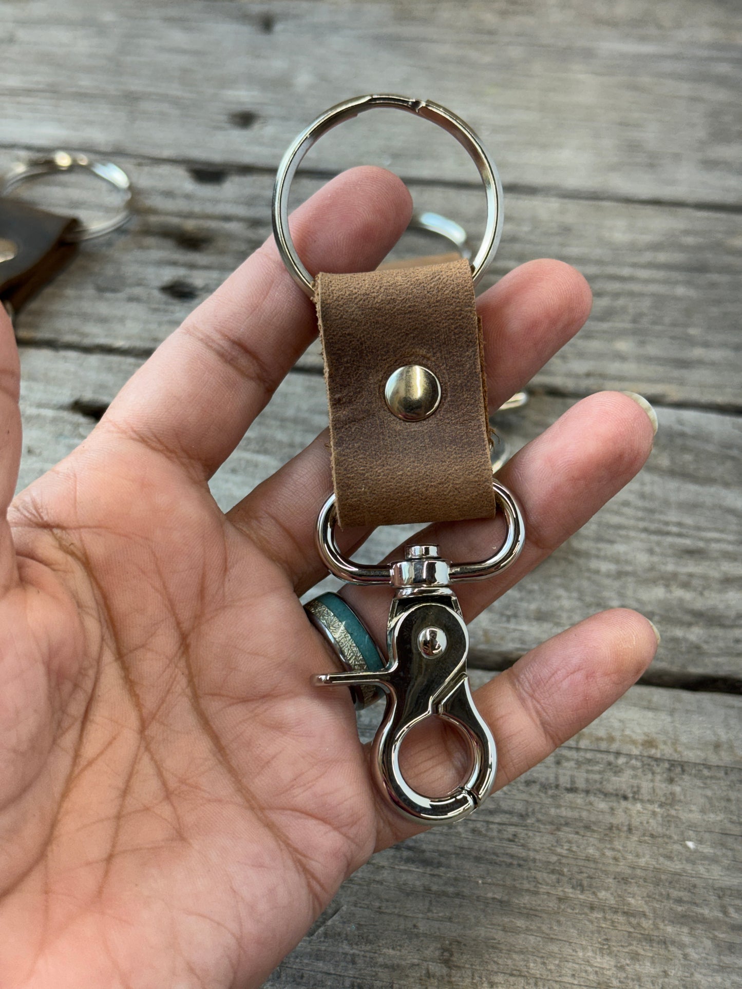 Leather Trigger Snap Keychain | Full Grain Leather Key Ring