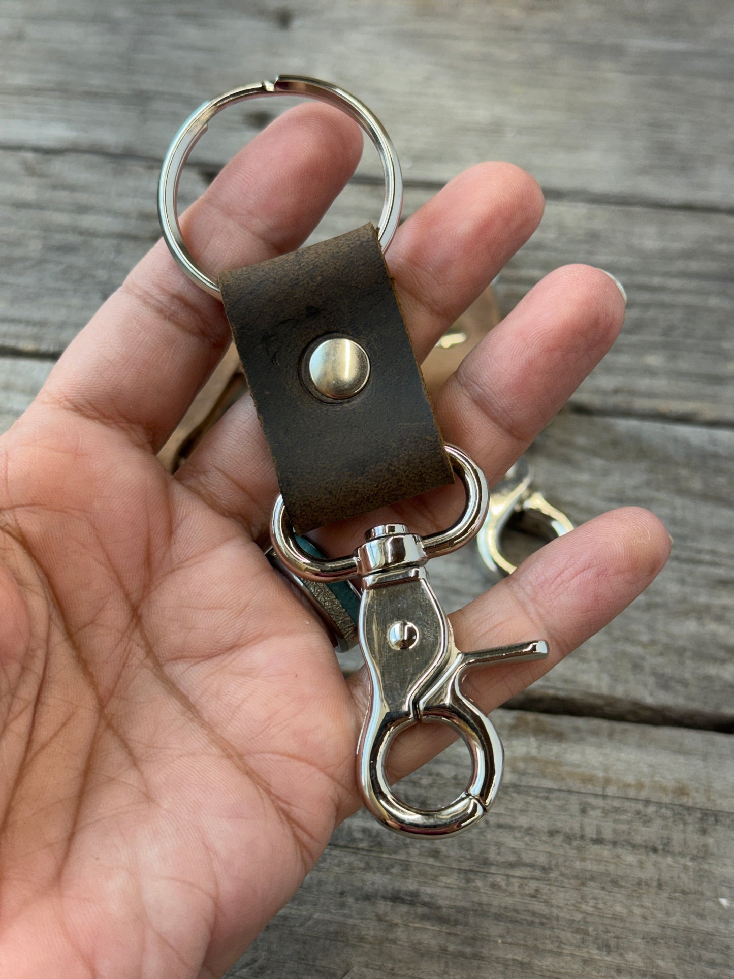Leather Trigger Snap Keychain | Full Grain Leather Key Ring