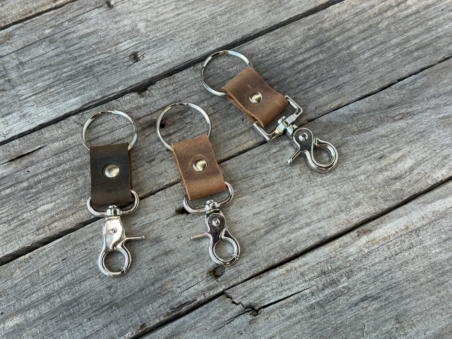 Leather Trigger Snap Keychain | Full Grain Leather Key Ring