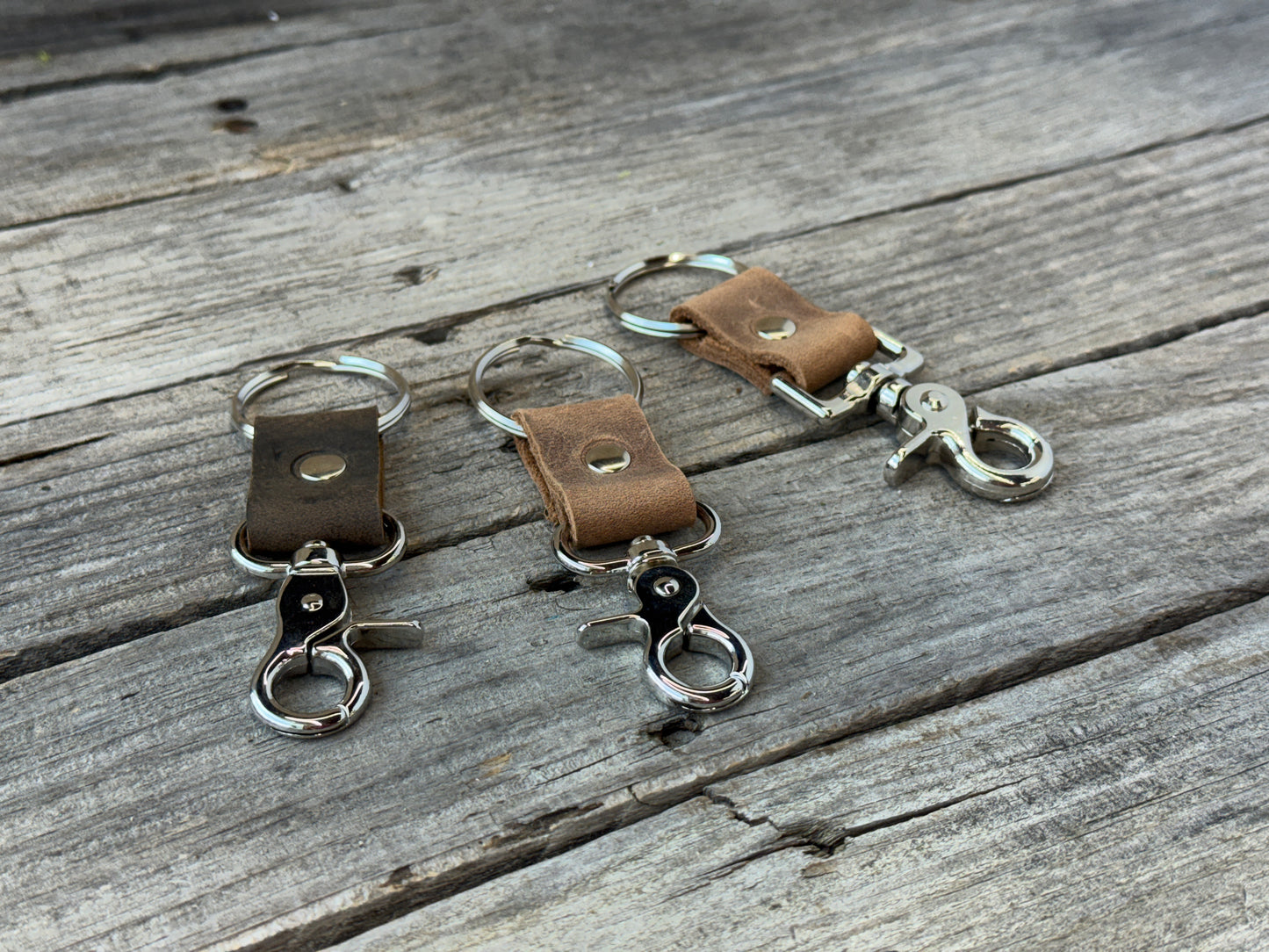 Leather Trigger Snap Keychain | Full Grain Leather Key Ring
