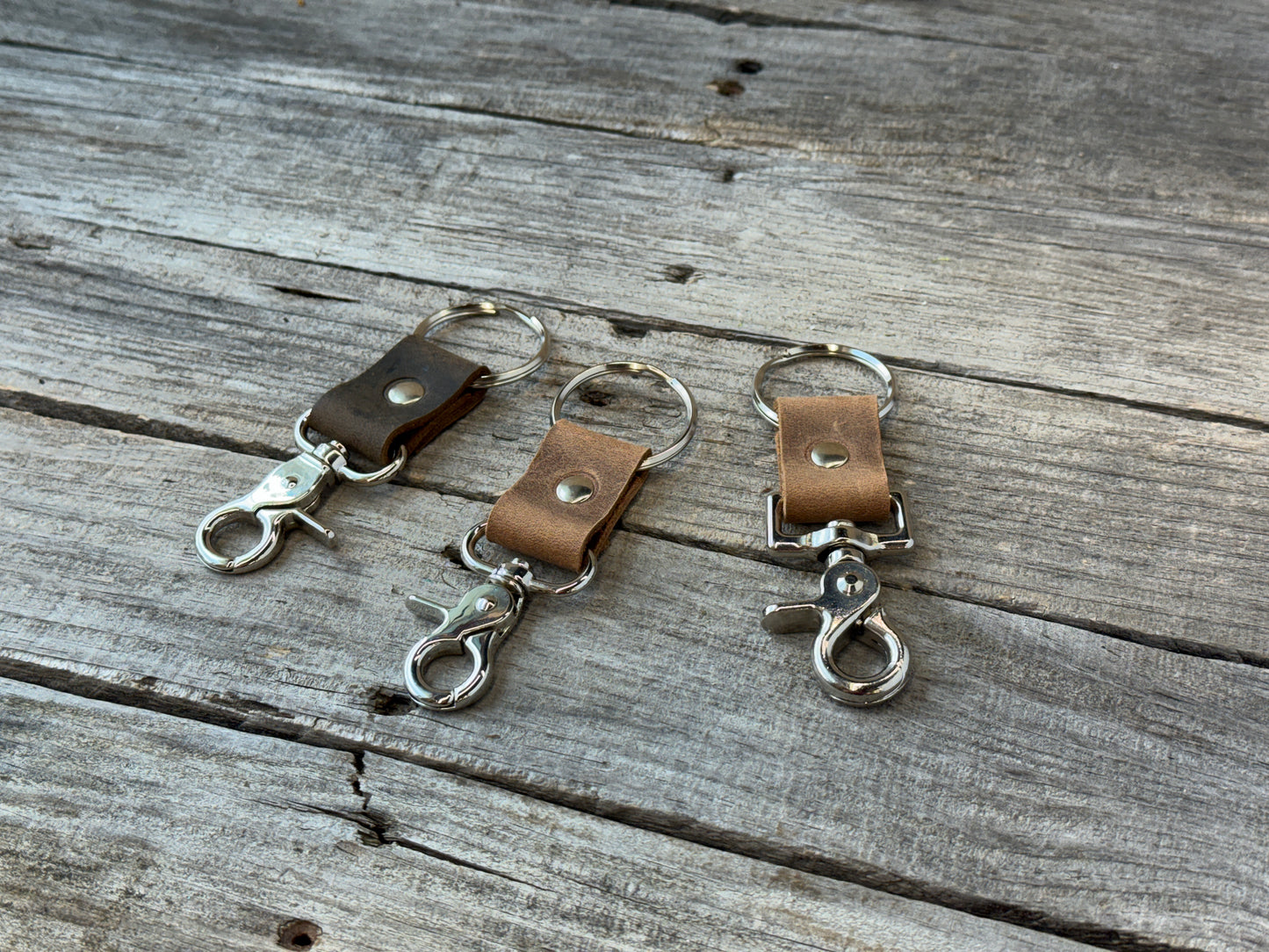 Leather Trigger Snap Keychain | Full Grain Leather Key Ring
