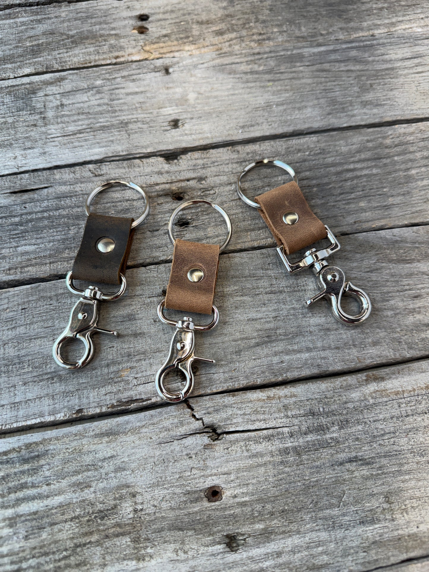 Leather Trigger Snap Keychain | Full Grain Leather Key Ring