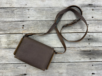 rustic leather crossbody bag simple everyday carry purse handmade Texas