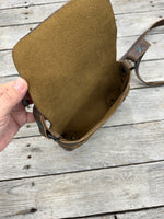 Minimalist Leather Crossbody Bag with Mystery Braid Closure – Handmade Rustic Brown Leather Purse