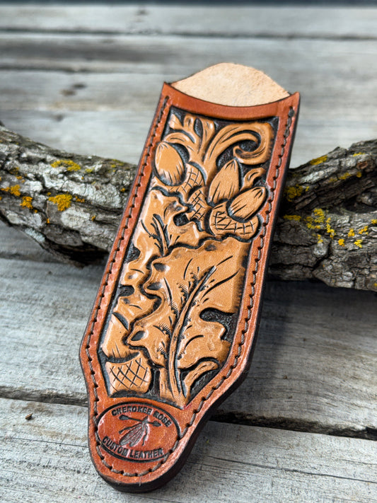 Leather Cast Iron Skillet Handle Cover – Oak Leaf & Acorn