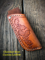 Custom Order- Vertical Style Stamped Leather Pocket Knife Sheath