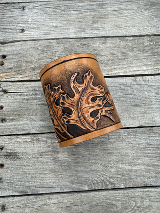 rustic leather pen holder office desk organizer