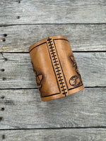 Oak Leaf Leather Desk Organizer – Handmade Pen Holder & Brush Holder