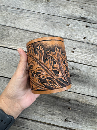 hand tooled leather organizer for desk