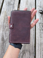 Deep Plum Oil Tanned Leather Spiral Top Notebook Holder