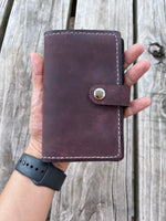 Deep Plum Oil Tanned Leather Spiral Top Notebook Holder