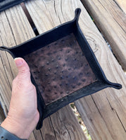 Ostrich Inlay Leather Valet Tray
