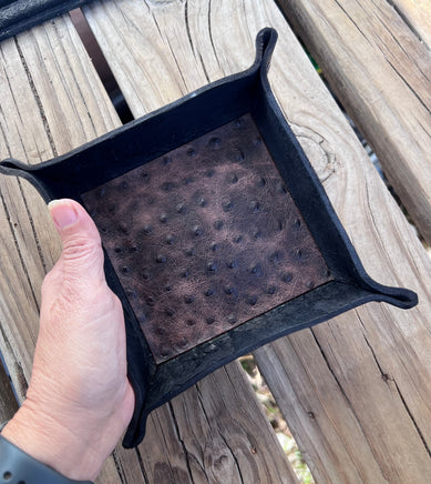 Ostrich Inlay Leather Valet Tray
