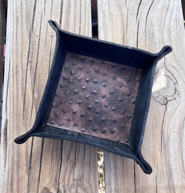 Ostrich Inlay Leather Valet Tray