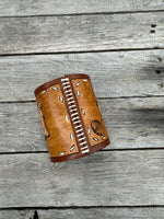 Floral Leather Makeup Brush Holder – Hand Painted Sunflower