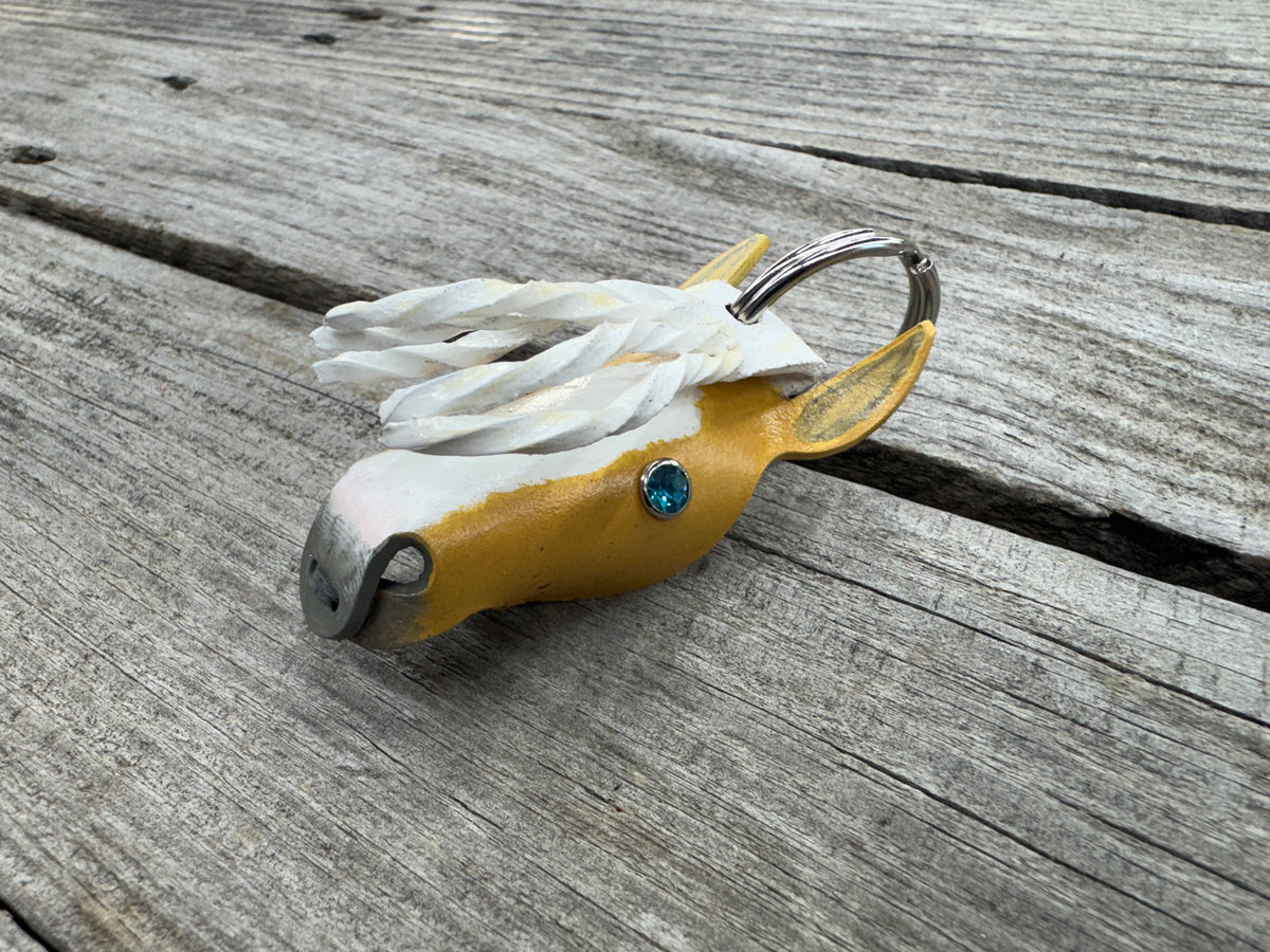 Hand Painted Palomino Gypsy Vanner Horsehead Leather Keychain