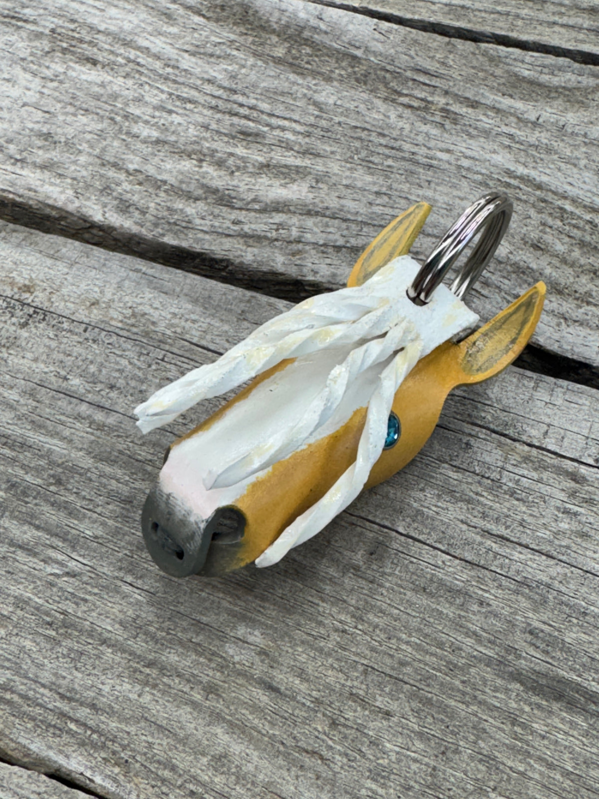 Hand Painted Palomino Gypsy Vanner Horsehead Leather Keychain