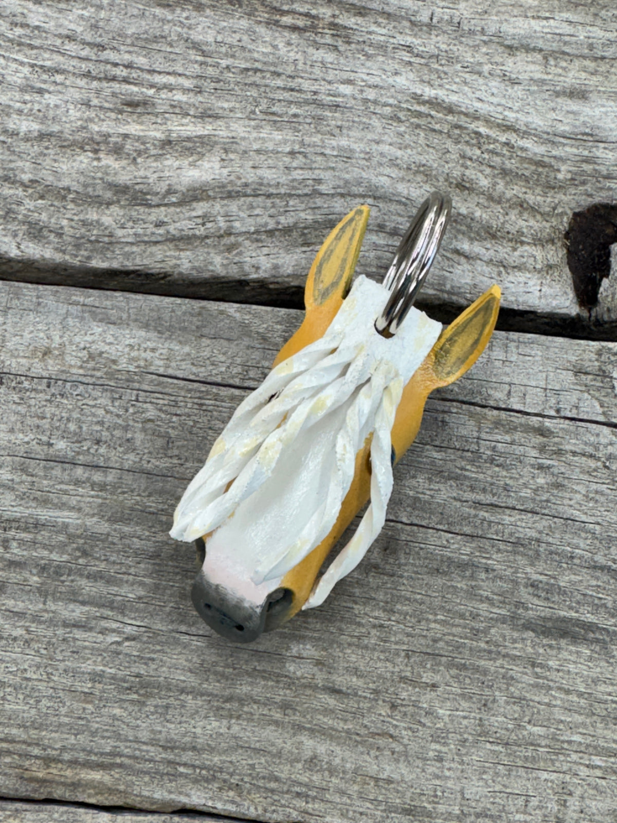Hand Painted Palomino Gypsy Vanner Horsehead Leather Keychain