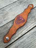 Leather Heart Cross Cuff Bracelet