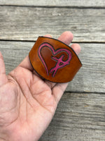 Leather Heart Cross Cuff Bracelet