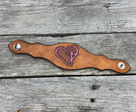 Leather Heart Cross Cuff Bracelet