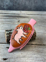 Hand Carved Leather French Concord Hair Clips