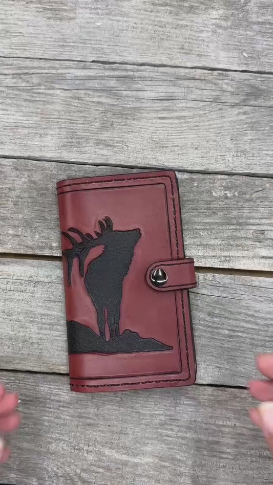 Hand Tooled Leather Phone Wallet Case – Elk Design Samsung Galaxy S25 Wallet Cover