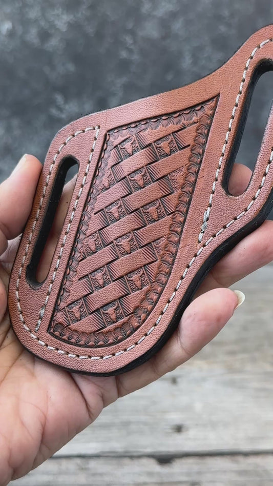 Texas Longhorn Leather Knife Sheath