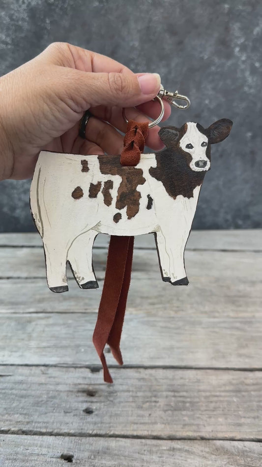 Brown and White Show Heifer Purse Hanger
