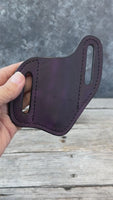 Plain Leather Knife Sheath | Handmade Wide Slanted Pancake Pocket Knife Sheath