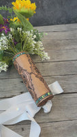 Turquoise Border Leather Bridal Bouquet Wrap