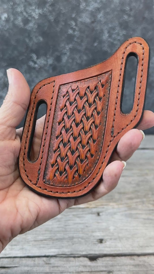 Woven Basketweave Leather Knife Sheath