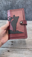 Hand Tooled Leather Phone Wallet Case – Elk Design Samsung Galaxy S25 Wallet Cover
