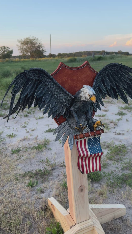 One-of-a-Kind Handmade Leather Bald Eagle Wall Sculpture | On Hold for Etsy Design Awards