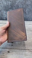 Rustic Brown Oil Tanned Leather Roper Style Long Wallet