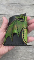 Dragon Leather Card Wallet – Hand Tooled Minimalist Card Holder