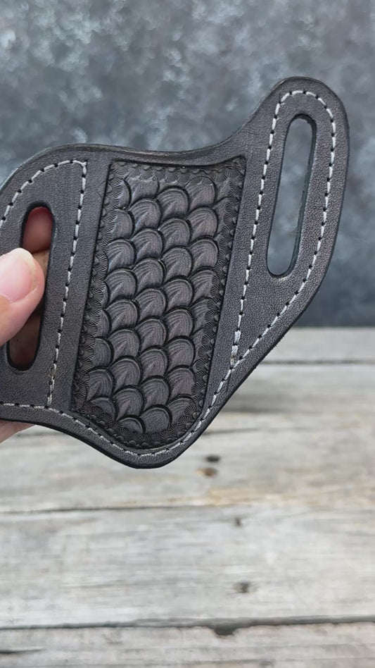 Stamped Dragon Scale Wide Pancake Knife Sheath