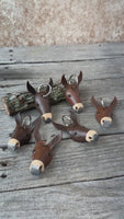 Hand Painted Longear Mule Head Leather Keychain