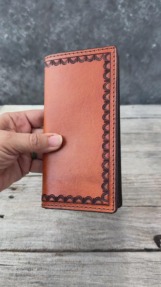 Hand Stamped Border Leather Roper Wallet