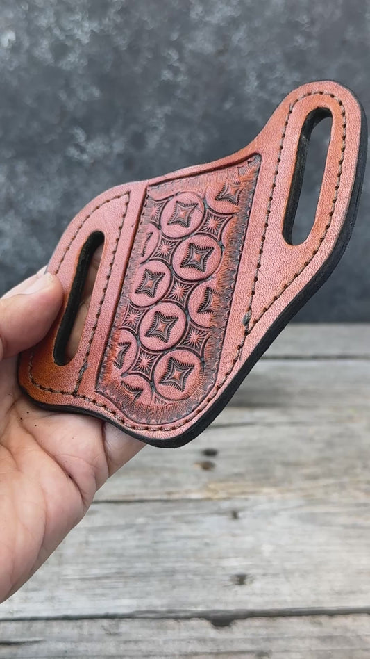 Stamped Geometric Wide Pancake Knife Sheath