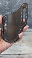 Slim Slanted Pancake Leather Knife Sheath