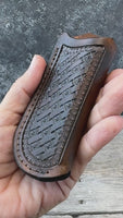 Texas Star Basketweave Vertical Leather Knife Sheath