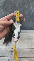 Hand Painted Black and White Paint Horse Face Key Chain
